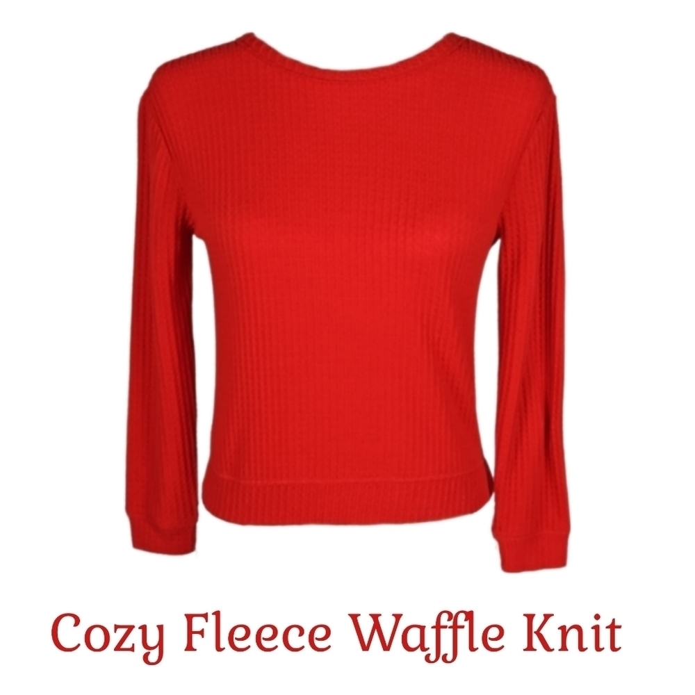 Red Longsleeve Tee in Soft Waffle Fleece